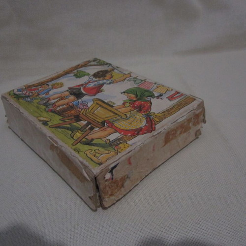 Vintage wooden cube puzzle used, 6 images by Marie Fischerova-Kvechova