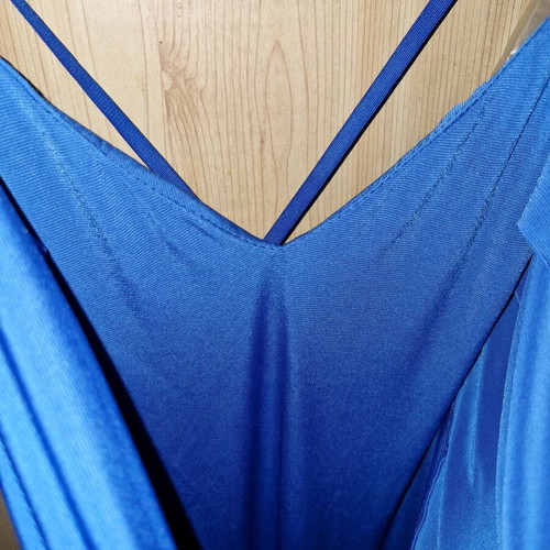 Summer dress new turquoise with frill and crisscross straps, size S