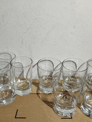 Drink glasses used, set of 3 for ouzo and 5 for whiskey