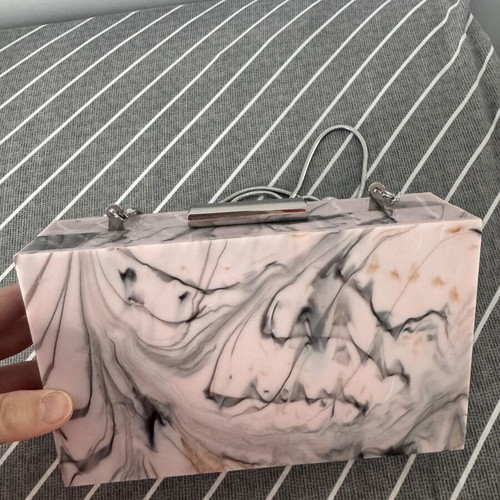 Zara marble hard case clutch bag like new, shoulder chain