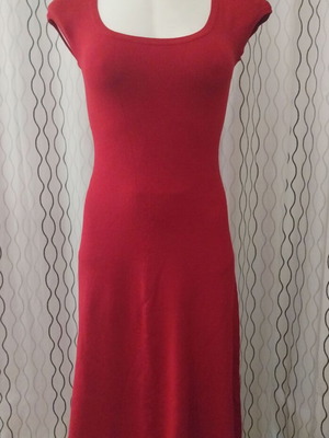 Zara midi knitted dress used, red, size S