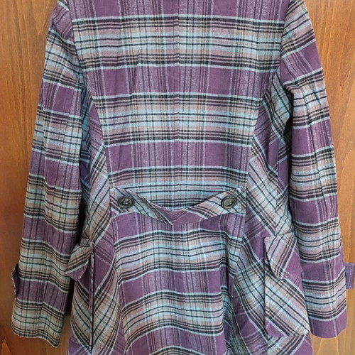 Paranoia checked coat-jacket used, size M, purple and turquoise