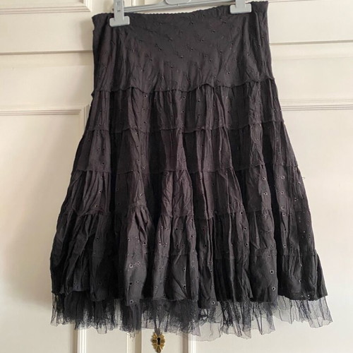 Midi skirt with pleats and tulle like new, black, size S/M
