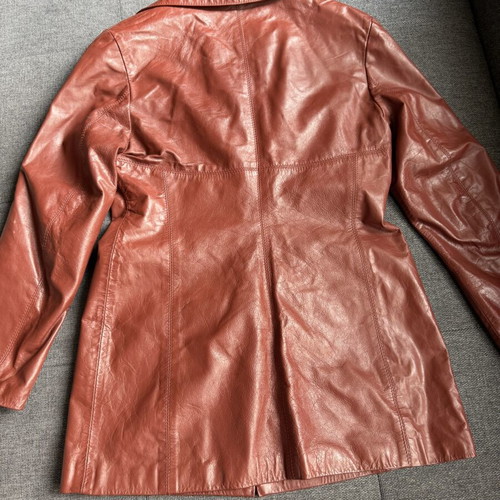 Women's leather jacket vintage, like new, brown and red