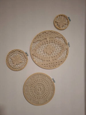 Boho wall decor set with 4 handmade crochet pieces like new