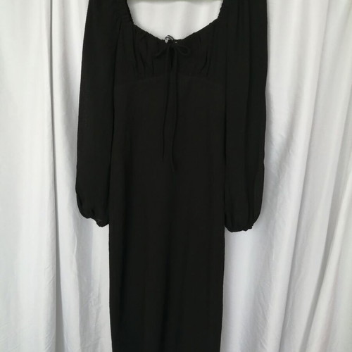 Gina Tricot midi dress with puff sleeves size S like new, black