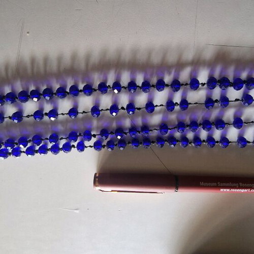 Handmade long necklace with blue beads like new