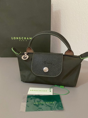 Longchamp Le Pliage mini pouch πράσινη & καφέ, καινούργια