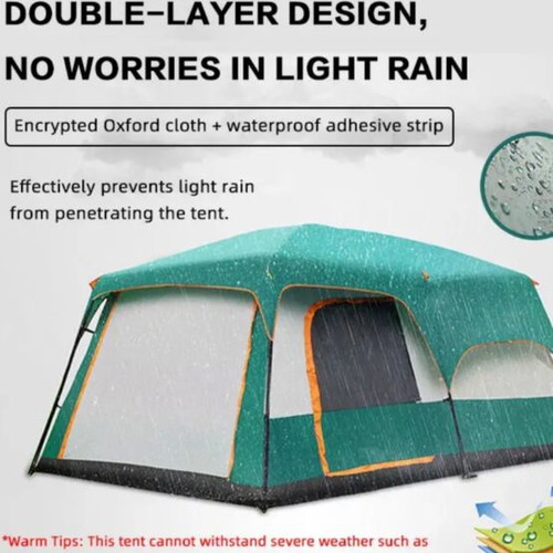 Family camping tent new, two-room with mesh windows, 4x3.05x2.1m