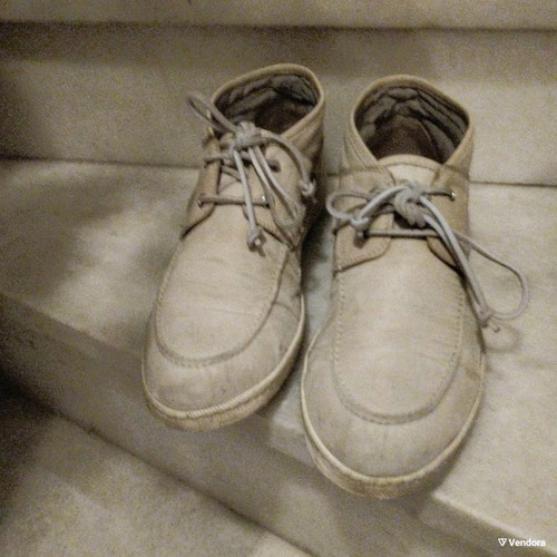 Vintage Italian Leather Moccasins size 43 used, white-gray