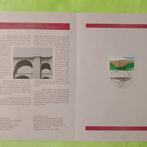 German 1999 stamp with Bonn first day cover, mint condition