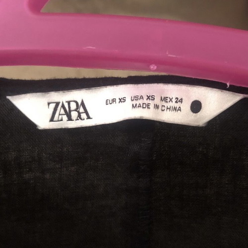 Zara embroidered linen dress XS black new