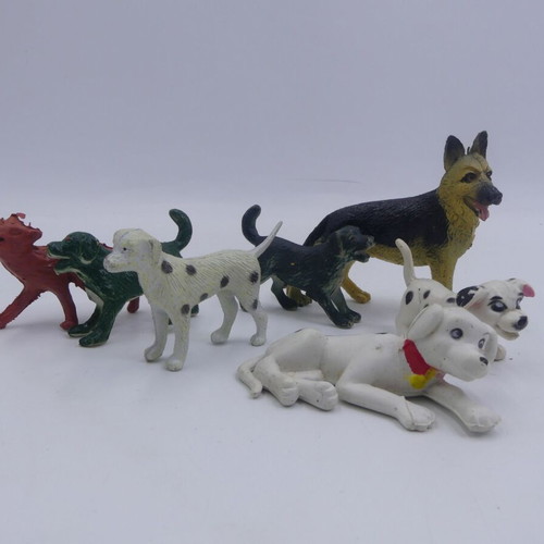 Small plastic dog figures set used