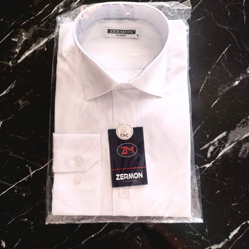 Zermon Classic Fit White Men's Dress Shirt, Size S