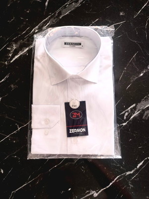 Zermon Classic Fit White Men's Dress Shirt, Size S