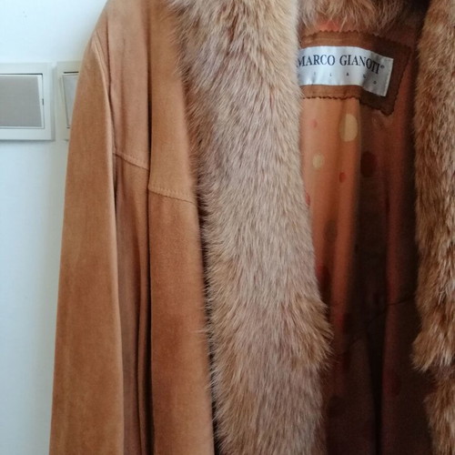 Marco Gianoti women's suede coat with fox fur like new, vintage