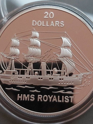 20$ Tuvalu 1993 "HMS Royalist" Proof Silver coin like new collectible