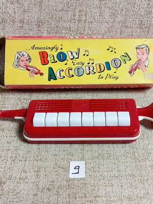 Blow Accordion harmonica new with box plastic vintage toy