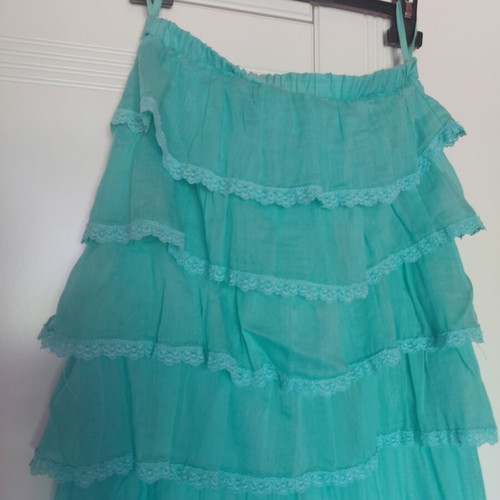 Boho Turquoise Strapless Jumpsuit Be You used, 32% silk & cotton, M/L
