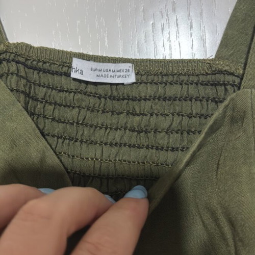 Two-piece set crop top and high-waisted pants, like new, olive green