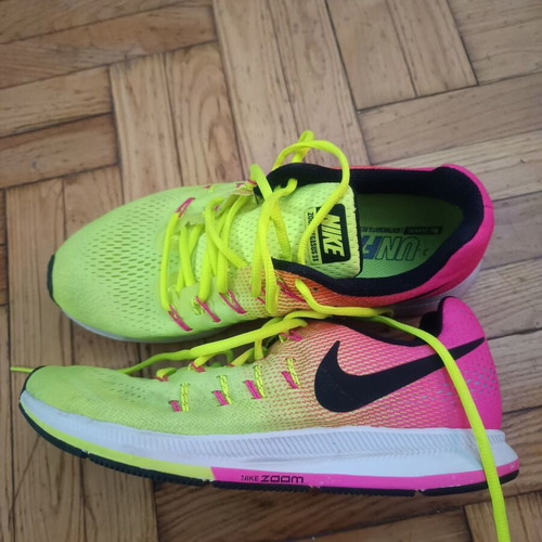 Nike Zoom Pegasus 33 running shoes, pink and yellow, size 44