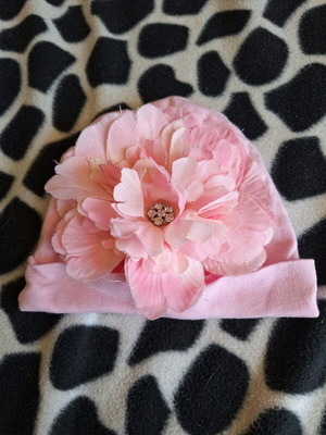 Mayoral pink hat used with large flower for newborn cotton