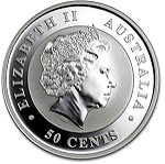  50 Cents 2012 - Elizabeth II 4th Portrait - Koala - Silver Bullion Coin .