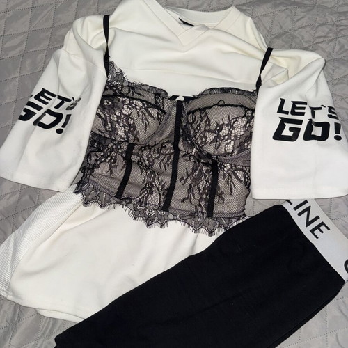 Women's black and white fashion set
