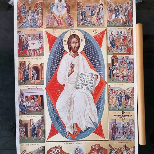 Set of 2 Religious Canvas Prints (Christ & Archangels) Flat 2D