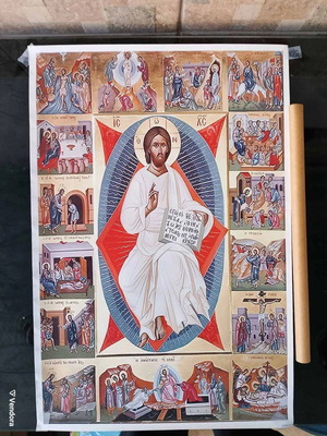 Set of 2 Religious Canvas Prints (Christ & Archangels) Flat 2D