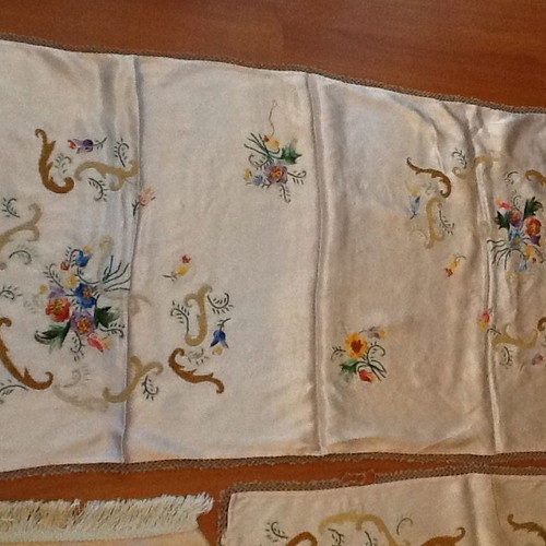 Embroidery used, vintage silk set of 10 pieces