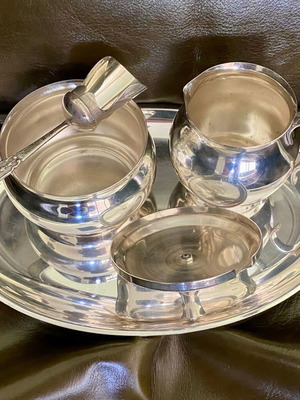 Silver-plated vintage serving set used