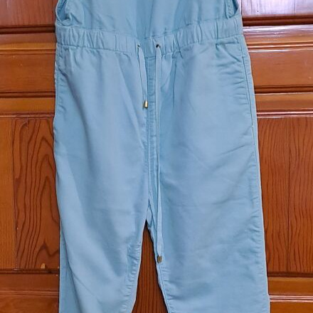 Zara Trafaluc Mint Aqua Blue Sleeveless Drawstring Overall Jumpsuit, Size XS