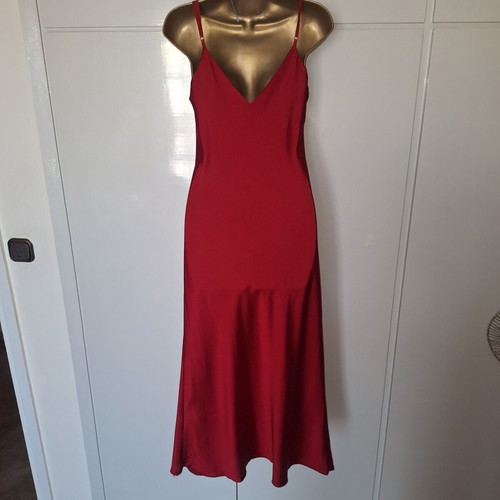 Italian satin wine red strap dress, size medium