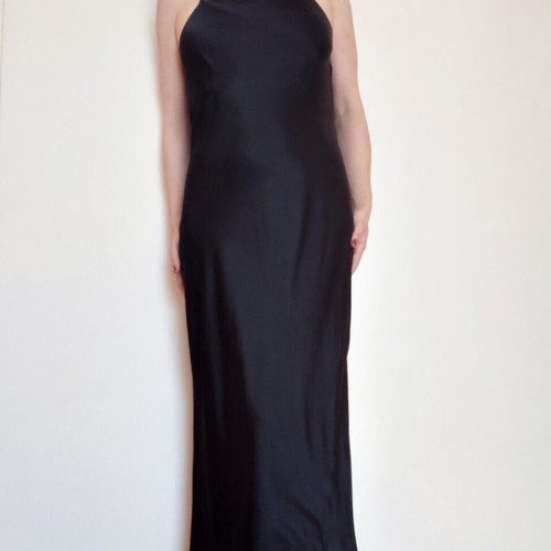 Satin maxi black slip dress Zara size M like new