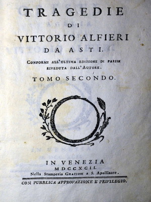 Tragedie Di Vittorio Alfieri Da Asti Volume Two used