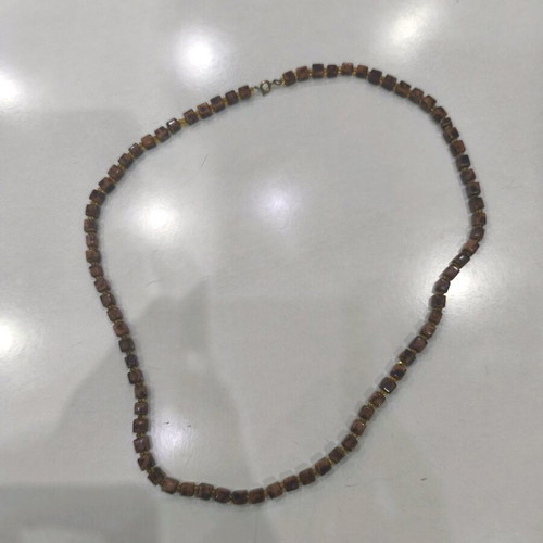 Necklace with brown square beads minimal style new