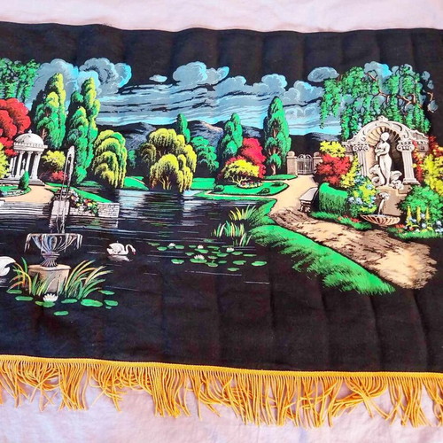 Canvas painting used, vintage, hand-painted, 140x63 cm