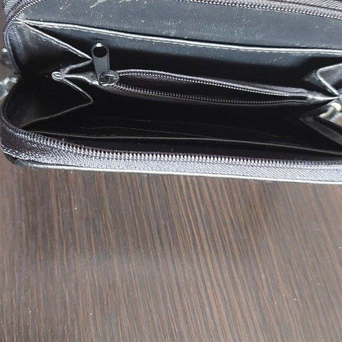 Leather wristlet bag like new, black