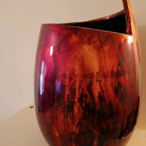 Ceramic vase like new in Bordeaux red-copper shades