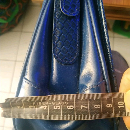 Vintage leather bag Greek made blue