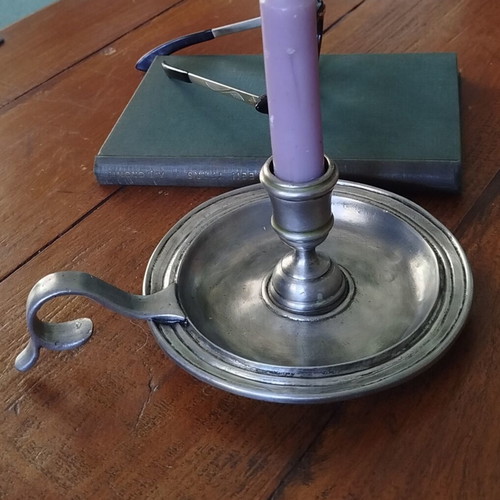 Vintage Pewter Candlestick with Handle like Italian Bugia, like new