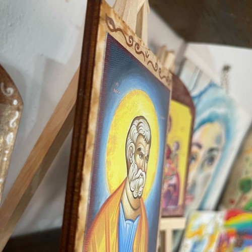Saint Peter image on wood with easel, new