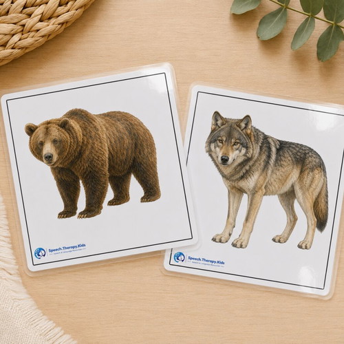 Forest Animals Cards new, educational Greek language
