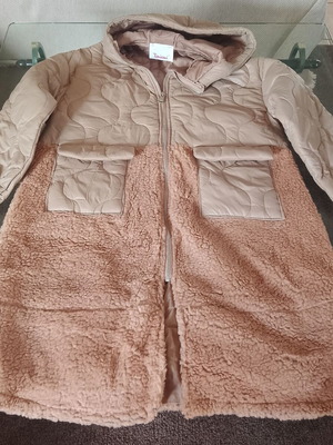 Women's long jacket like new, tanned color, with hood