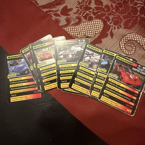Top Trumps Cheetos Supercars cards used