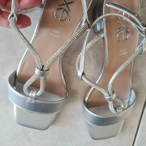 Exe silver leather sandals size 37 like new