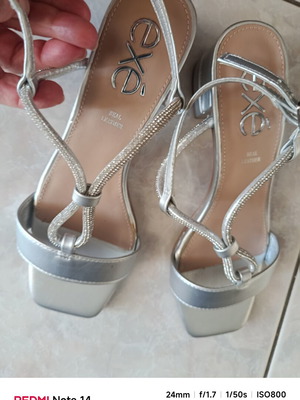 Exe silver leather sandals size 37 like new
