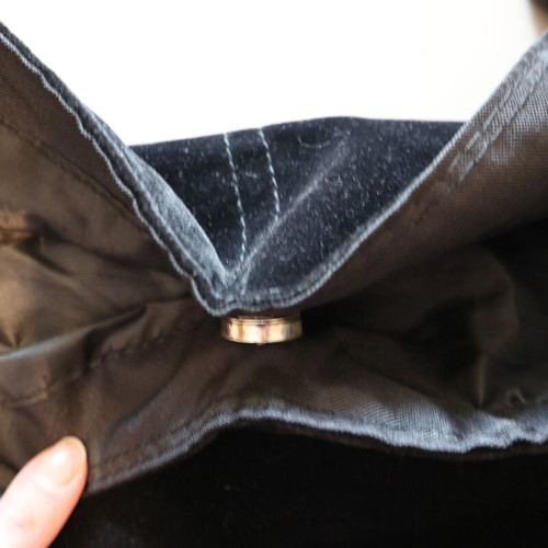 Crossbody bag used, black, suede