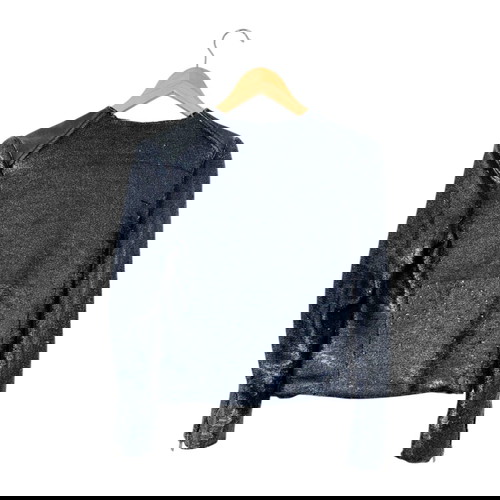 IRO Cuzia Moto кожено яке с пайети ново, тъмносиньо сребрист металик